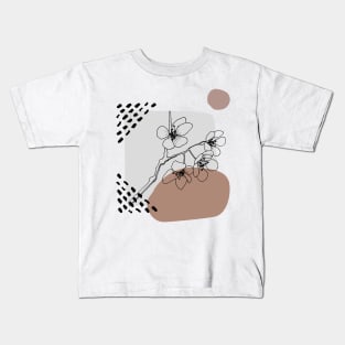 Flower Blossom Abstract Shapes Warm Toned  Boho Design Kids T-Shirt